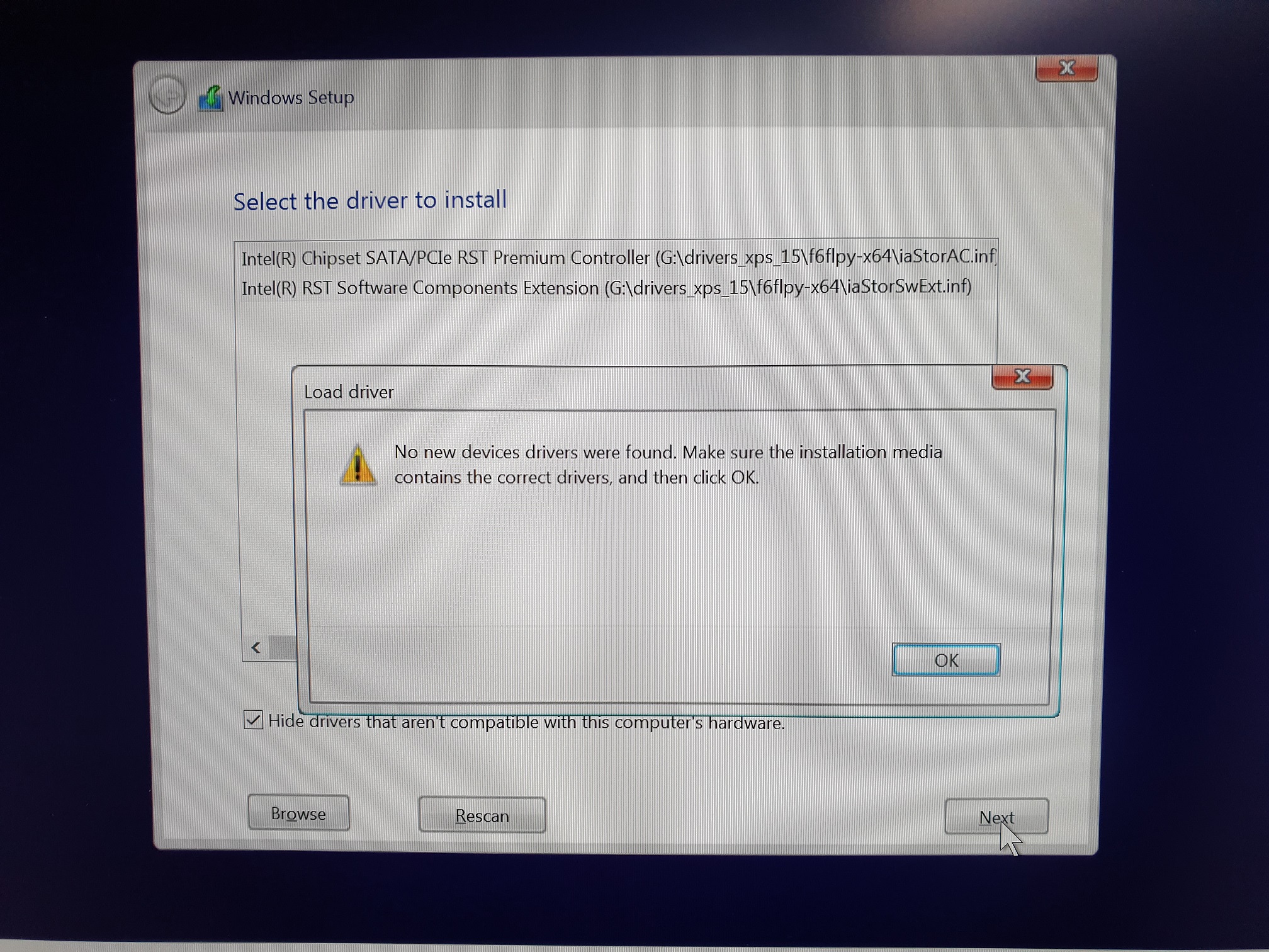 No device drivers were found windows 10 installation usb lenovo